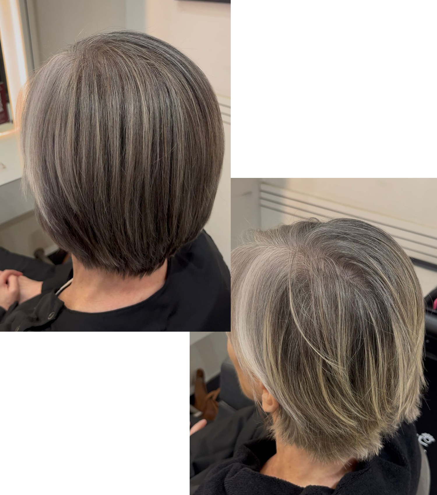 Grey Blending Before and After. Brown/ Dark Brown Hair Blending. In Hampstead London