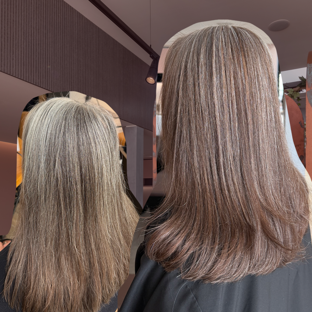 Grey blending at Trevor Sorbie, Before on the left, After on the right